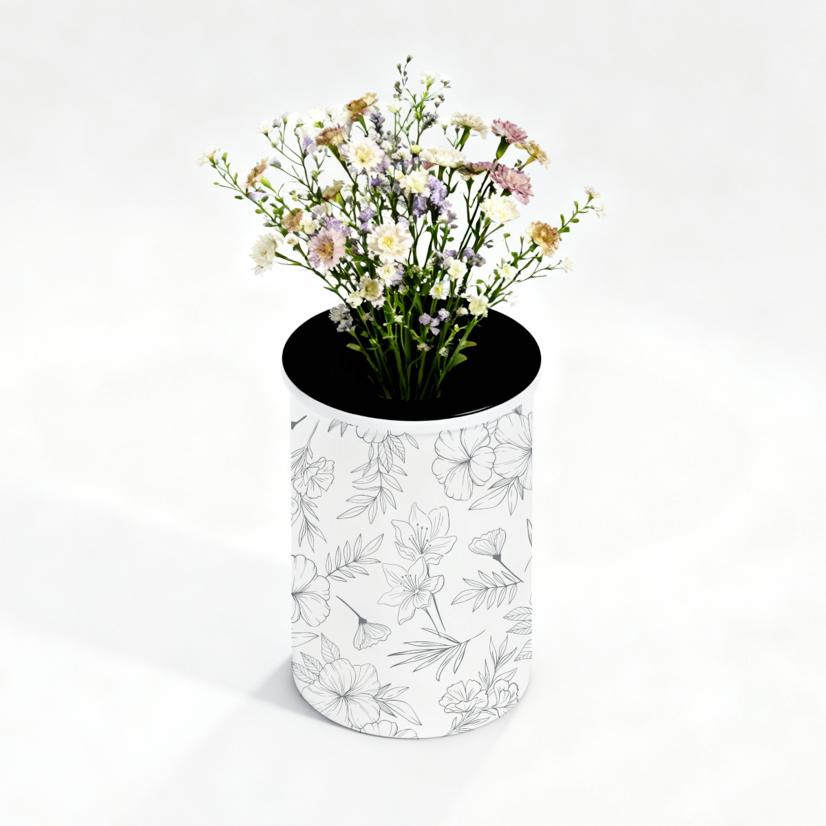 Keramikvasse mit bedrucktem Blumenmuster