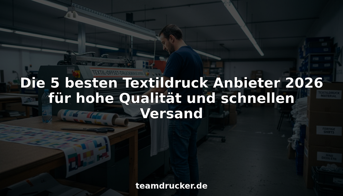 Ein Facharbeiter bedient die Textildruckmaschine in der Werkstatt.