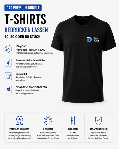 Premium T-Shirts bedrucken lassen – 10, 20 oder 50 Stück