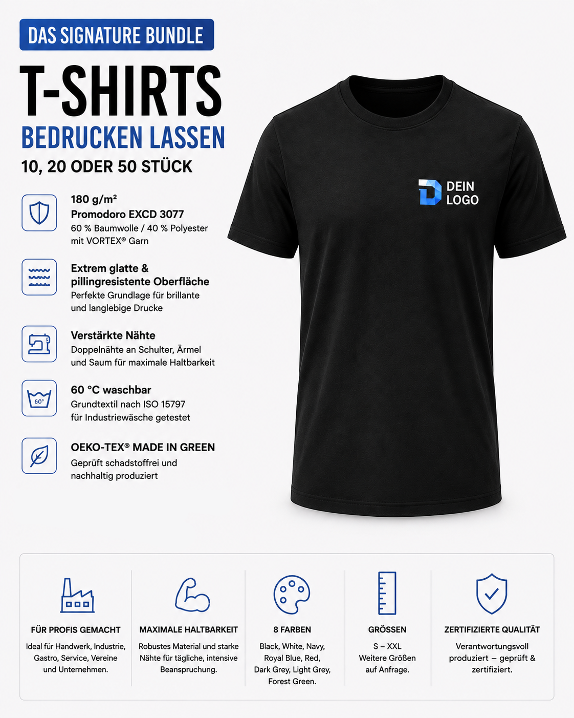 Signature T-Shirts bedrucken lassen – 10, 20 oder 50 Stück